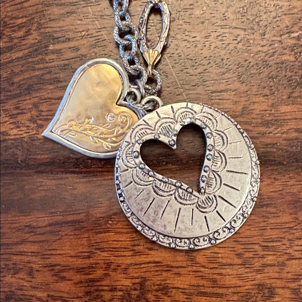 Chico's Silver and Gold Heart Pendant Necklace - Picture 2 of 4